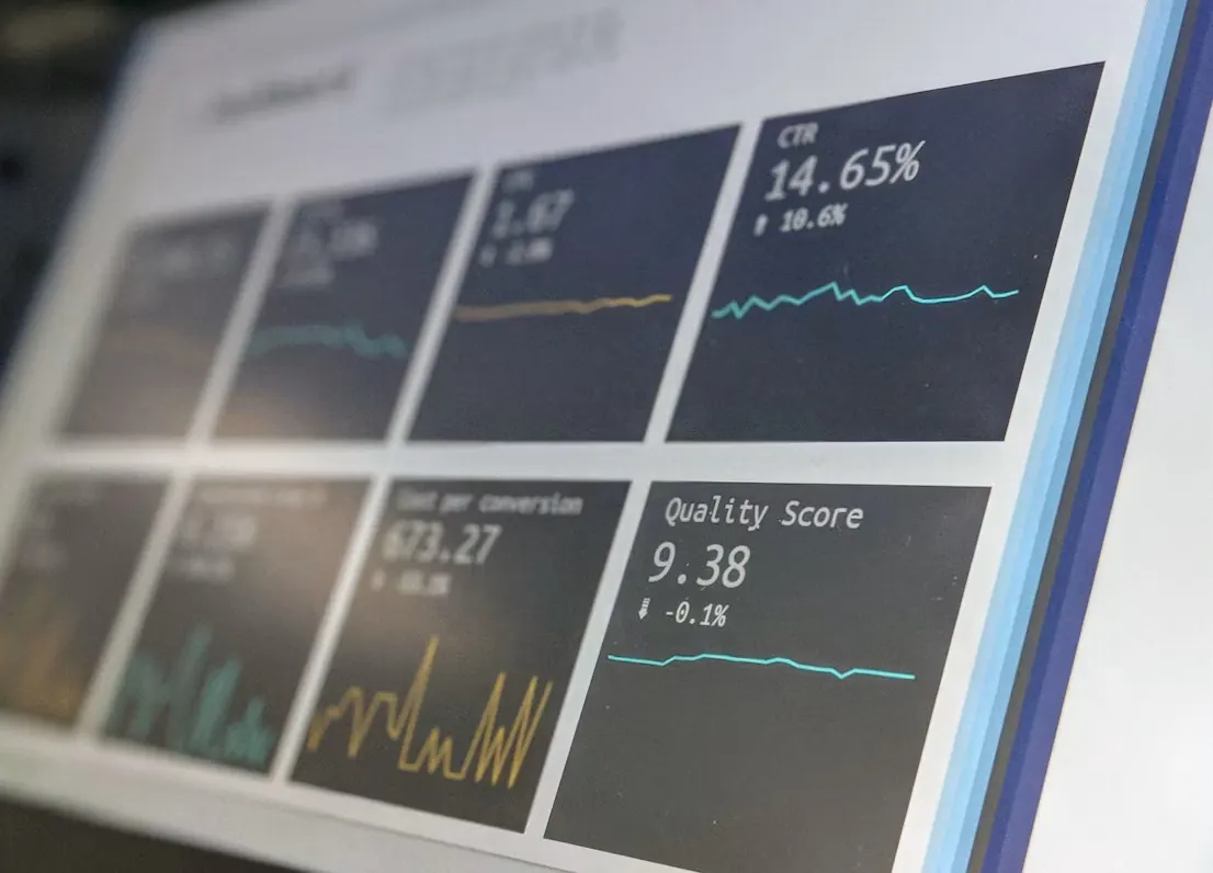 Website performance dashboards on a large screen
